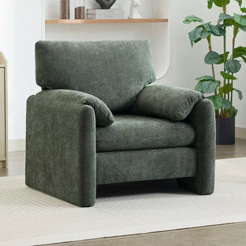 Chenille Oversized Accent Chair, Sofa Chair with Large Seat and Wide Armrests, Modern Armchair Reading Chairs for Bedroom Living Room HYLEORY