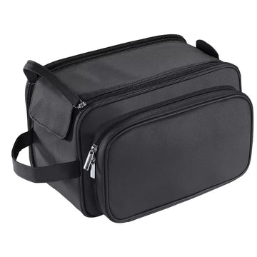 Large Capacity Toiletry Bag for Men, Leather Hanging Toiletry Organizer Cosmetics Makeup Bag, Blue