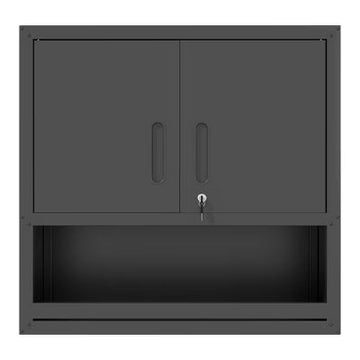 VIYET 30"H Wall-Mounted Steel Cabinet - Locking Doors+Open Drawer+Adjustable Shelf,Cold-Rolled Steel,Garage/Office/Warehouse/Home/School,black