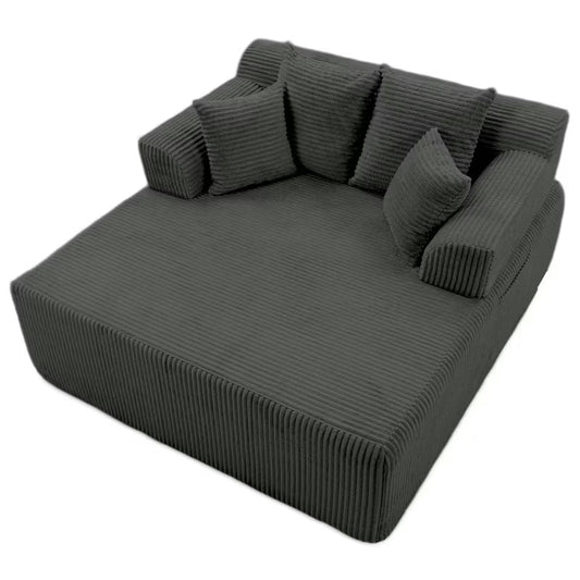 Bosmiller 58" Chaise Lounge Chair Indoor, Oversized Corduroy Boneless Sleeper Sofa Bed with Armrests & 4 Pillows, No Assembly for Living Room