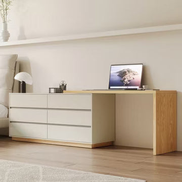 Gaoyangjiaju 98.5 Inch L - Shaped Desk with Drawers for Home Office