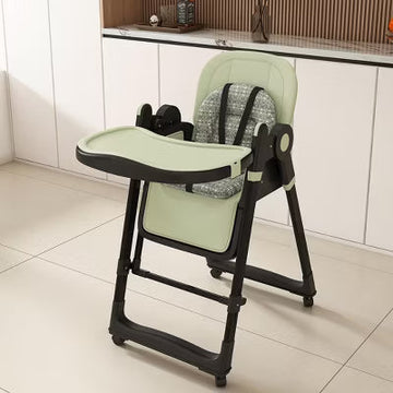 ELJGET 2-in-1 High Chair & Rocker, Adjustable Baby Chair with 5-Point Harness, Removable Tray & Silent Wheels for Infants 6M-3Y (Dark Green)