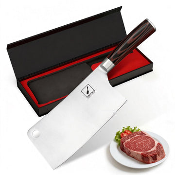 imarku 7 Inch Meat Cleaver Knife, SUS440A Japan High Carbon Stainless Steel Butcher Knife with Ergonomic Handle, Kitchen Essentials Meat Knife