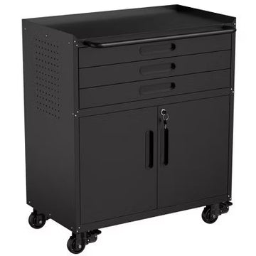 VIYET 34" VIYET Rolling Metal Tool Cabinet,Heavy-Duty 3-Drawer Garage Storage w/ Lockable Doors (Mobile Workbench Organizer)