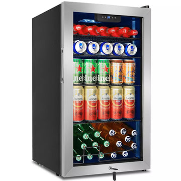Denjol Commercial Beverage Refrigerator - Touch Screen Control, 130 Can Storage, Frost-Free Cooling