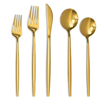 40-Piece Gold Stainless Steel Silverware Set – 8-Person Set with Mirror-Polished Finish and Non-Tarnish Design