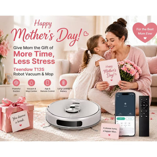 Teendow 2-in-1 Robot Vacuum and Mop Combo, 8000Pa Suction Robotic Vacuum with Smart App/Voice Control ,Self-Charging,Ideal for Hard Floor, Pet Hair