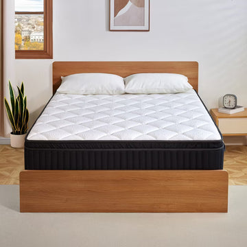 Swedrea Hybrid Mattress Breathable Medium Cooling Memory Foam Bed-in-a-Box White