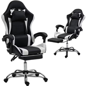 Bosmiller Gaming Chair with Massage Lumbar Support Ergonomic Video Game Chair, Adjustable Headrest & Footrest