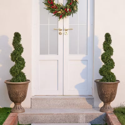 DR.Planzen 3/4FT Artificial Boxwood Spiral Topiary Trees, Faux Plants in Black Pot for Decorative/Indoor/Porch/Garden Indoor & Outdoor Home Décor