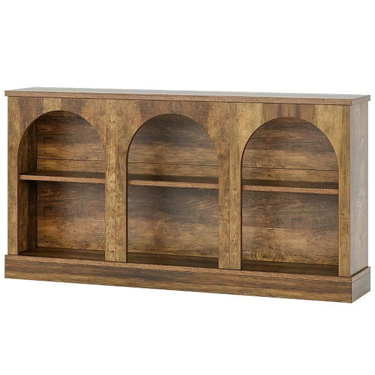 Resenkos Entryway Table, Console Sofa Table,63" Console Table, Farmhouse Entryway Table with 3 Tier Storage Brown