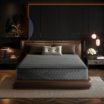 Swedrea Hybrid Mattress Breathable Medium Cooling Memory Foam Bed-in-a-Box Black