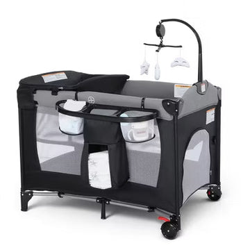 TODECARE 4 in 1 Pack and Play, Multifunction Baby Bassinet Bedside Crib, Portable Baby Nursery Playard w/Changing Table, Storage Basket