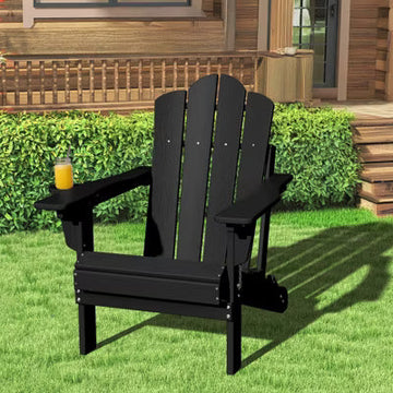 HYLEORY Plastic/Resin Folding Adjustable Back Adirondack Chair with Cup Holder