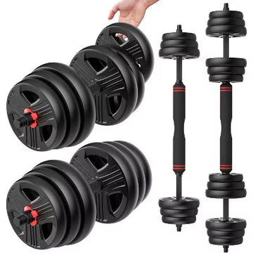 All-in-One Adjustable Dumbbell Set, 40 lb with Barbell & Kettlebell Connector for Home Gym