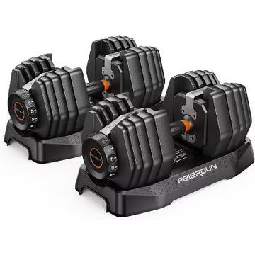 FEIERDUN 15-in-1 Adjustable Dumbbell Set with Storage Box, 105 lb Quick-Adjust Free Weight