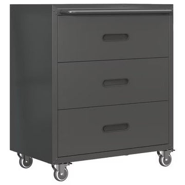 VIYET 35"H 3-Drawer Heavy-Duty Steel Storage Cabinet, Lockable Wheels,200LBS Capacity, Garage/Office/Home, Black