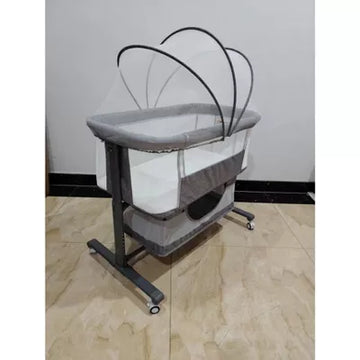 Kinder King Portable Baby Bassinet with Wheels, All-Mesh Bedside Sleeper, Newborn Crib with Removable Mattress, Dark Gray