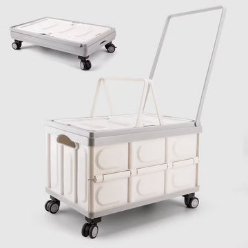 VUSIGN 55L 11.6''x20.8'' Foldable Storage Crates with Swivel Wheels Light Beige