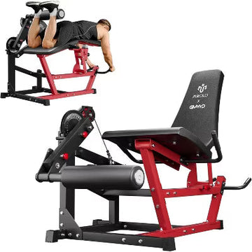 Mikolo Leg Extension and Curl Machine, Adjustable Leg Curl Machine, Seated Leg Extension and Lying Curl Machine for Home Gym, Red