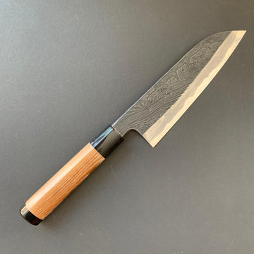 Santoku knife, Shirogami 2, Unryu Range Damascus finish - Tsukasa Hinoura