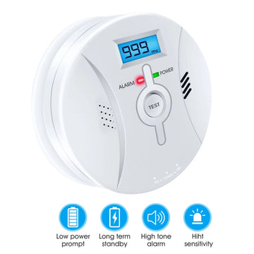 Carbon Monoxide and Smoke Alarms, iFanze Sensitive Wireless Carbon Monoxide Alarm CO Detector with LCD Digital Display Plug-in Wall for Home Office Factory
