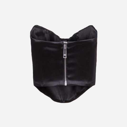 Area Crystal Cut Drapped Bustier - Black