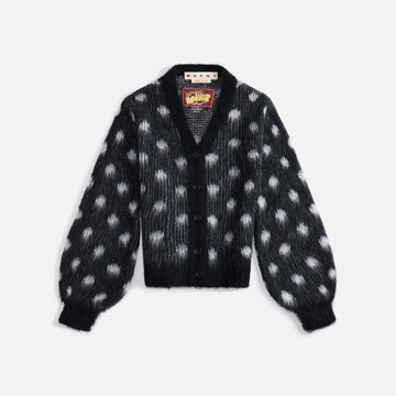 Marni Brushed Dots Cardigan - Black
