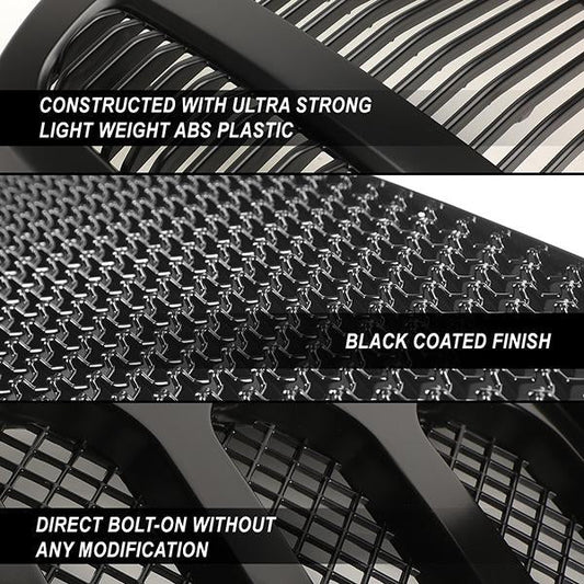 05-07 Ford F250 F350 F450 F550 Super Duty Front Grille+LED Bar - Honeycomb Mesh - Black