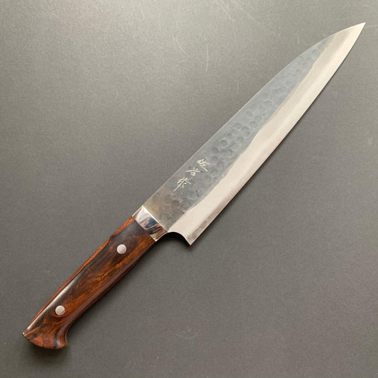 Gyuto knife, Aogami Super carbon steel, Kurouchi and Tsuchime finish - Saji