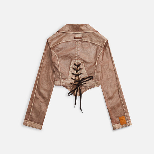 Jean Paul Gaultier x KNWLS Laced Jacket with Topstiched and Branded Patch Details - Brown