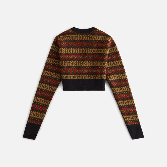 Kith Women Sydney Cropped Logo Fair Isle Cardigan - Black