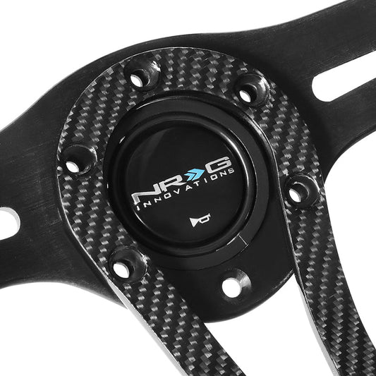 320mm Aluminum Carbon Fiber Spoke Leather Grip Steering Wheel - RST-002RCF