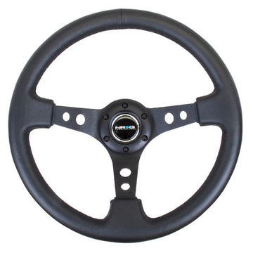 350mm 3 in. Deep Dish Leather Grip Steering Wheel - RST-006BK