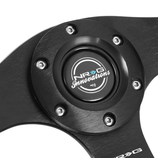 320mm Black Flat Bottom Leather Grip Steering Wheel - RST-024MB-R-BL