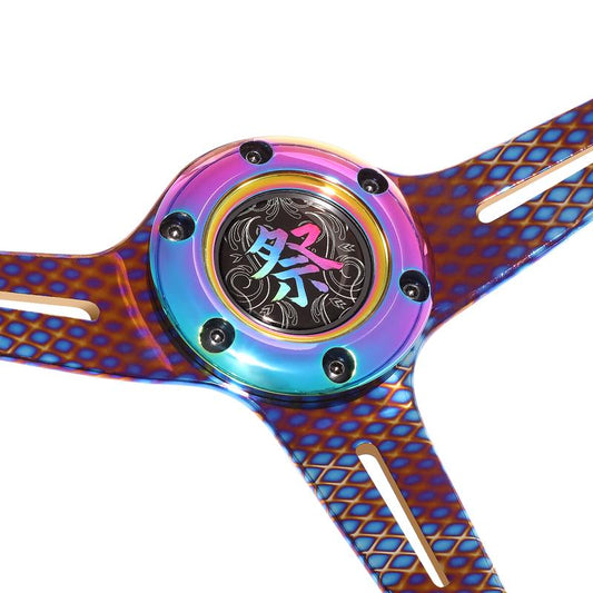 Matsuri 350mm 2 in. Deep Dish Blue Acrylic Grip Steering Wheel - RST-027GM-BL