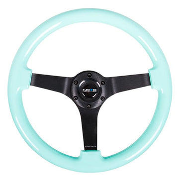 350mm 3 in. Deep Dish Mint Fresh Wood Grain Steering Wheel - RST-036MF-BK