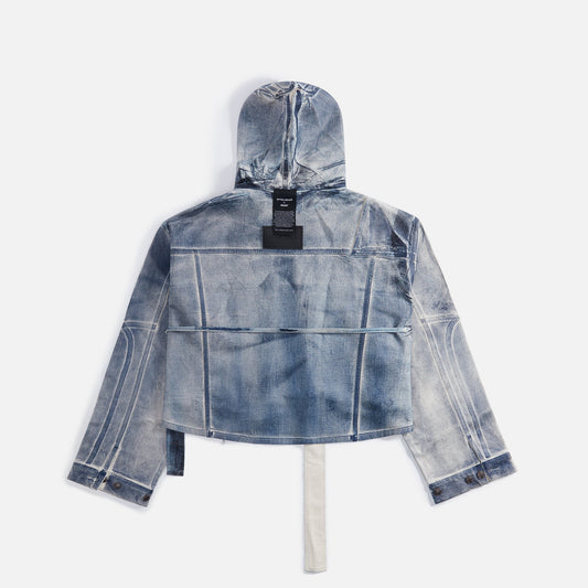 Ottolinger Cropped Belt Denim Jacket - Sand / Blue Paint