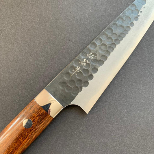 Petty knife, Aogami Super carbon steel, Kurouchi and Tsuchime finish - Saji