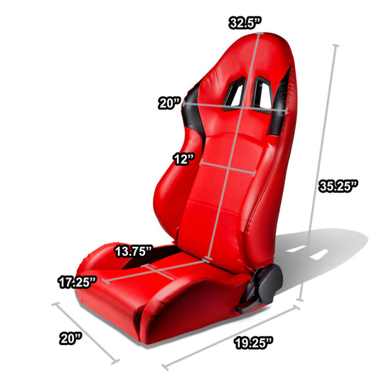 Left / Driver Side Reclinable PVC Leather Racing Seat w/Universal Slider