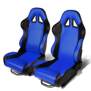 Racing Seats - Reclinable - Square Stitch - PVC Leather - Pair