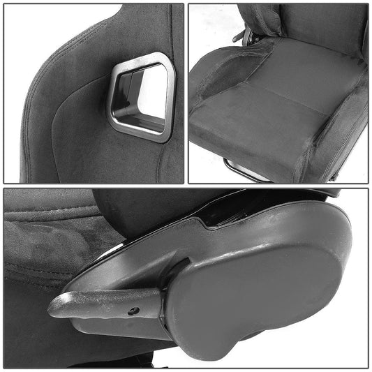 Racing Seats - Reclinable - Type-R Style - Faux Suede - Pair