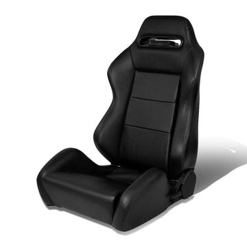Left / Driver Side Type-R Reclinable Real Leather Racing Seat w/Universal Slider