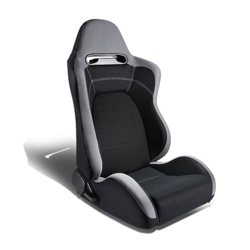 Right / Passenger Side Type-R Reclinable Fabric Cloth Racing Seat w/Universal Slider
