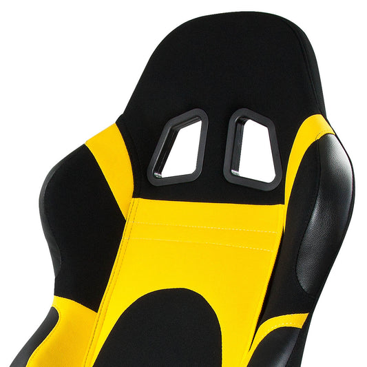 Left / Driver Side Reclinable Yellow Fabric Cloth+Leather Racing Seat w/Universal Slider