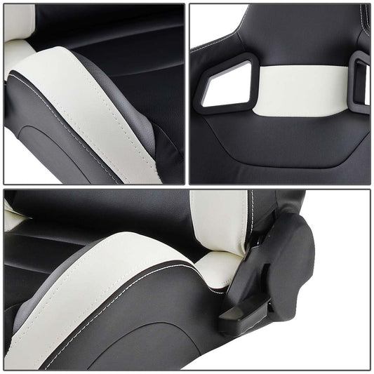 Left / Driver Side Reclinable PVC Leather Racing Seat - Black/Grey