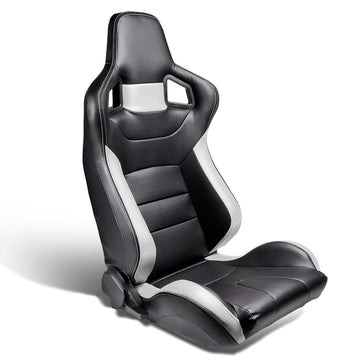 Left / Driver Side Reclinable PVC Leather Racing Seat - Black/Grey