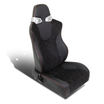 Left / Driver Side Reclinable PVC Leather Racing Seat w/Slider