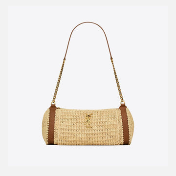 Saint Laurent Cilindre Rafia Handbag - Naturale