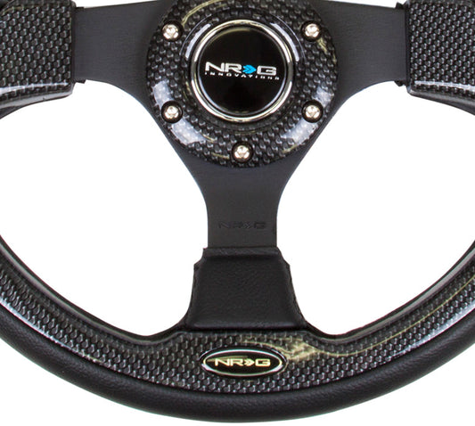 320mm Black Leather Grip Steering Wheel - RST-001CBL